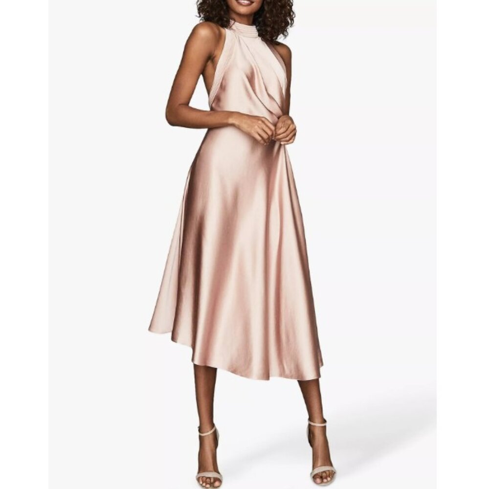 🌹NWOT🌹Stunning Reiss Rita Halter Midi Dress - Picture 4 of 10